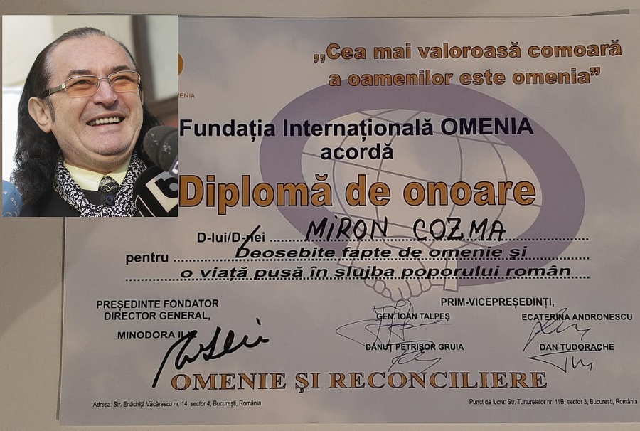 Miron Cozma, premiat pentru „o viață în slujba poporului român" de Andronescu, Tudorache și Talpeș Foto: NWR/INQUAM Photos