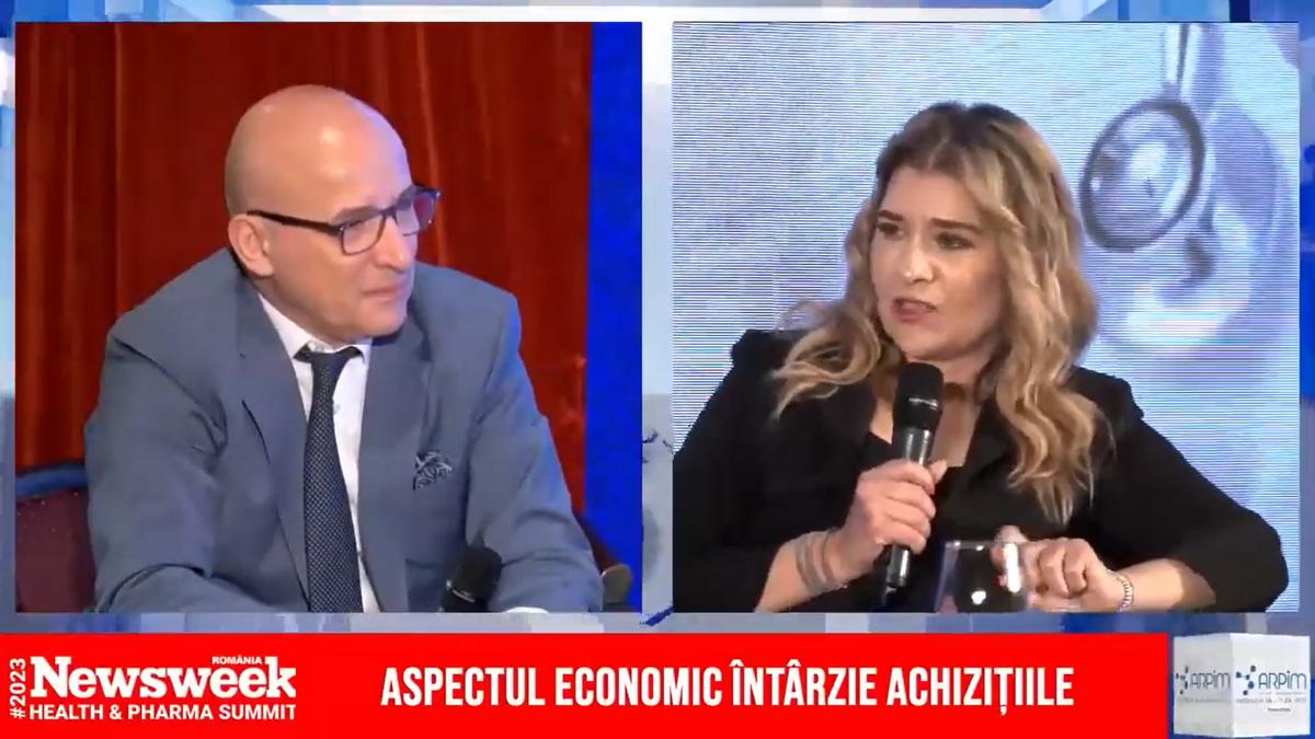 Sabin Orcan și Coralia Kreyer, la Newsweek Health & Pharma Summit 2023. -  Foto: captură video