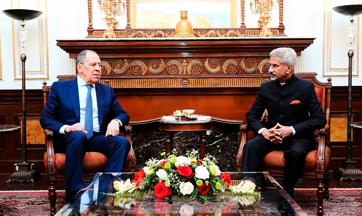 Miniştrii de Externe ai Indiei şi Rusiei, S. Jaishankar şi Lavrov, discuţii, pe 1 aprilie 2022 - Foto: Profimedia Images
