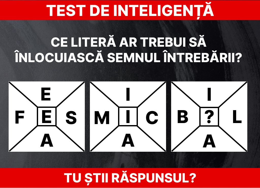 Test de inteligență. Litera lipsă din pătrat Foto: Newsweek România