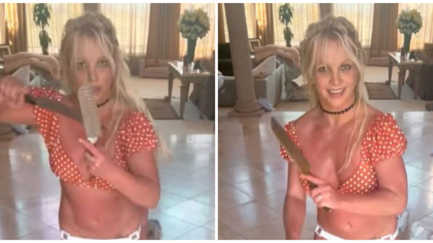 Britney Spears, probleme mari după divorț. S-a filmat cu două cuțite în mână. Vizitată de poliție - Captură video / imagine cu caracter ilustrativ