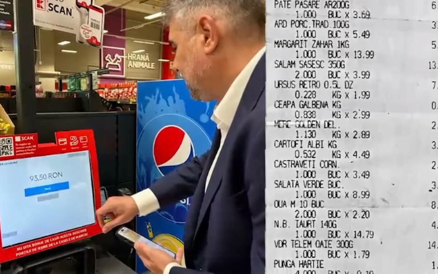 Ce a cumpărat Marcel Ciolacu de 100 de lei de la magazin. Lista cu „cumpărături consistente” Foto: captură video Facebook