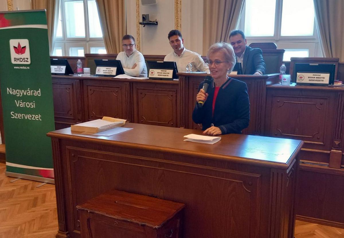 Candidata UDMR la Primăria Oradea, cu 13 terenuri și 5 case, amendată cu 2.500 lei în fața primăriei - Foto: erdon.ro