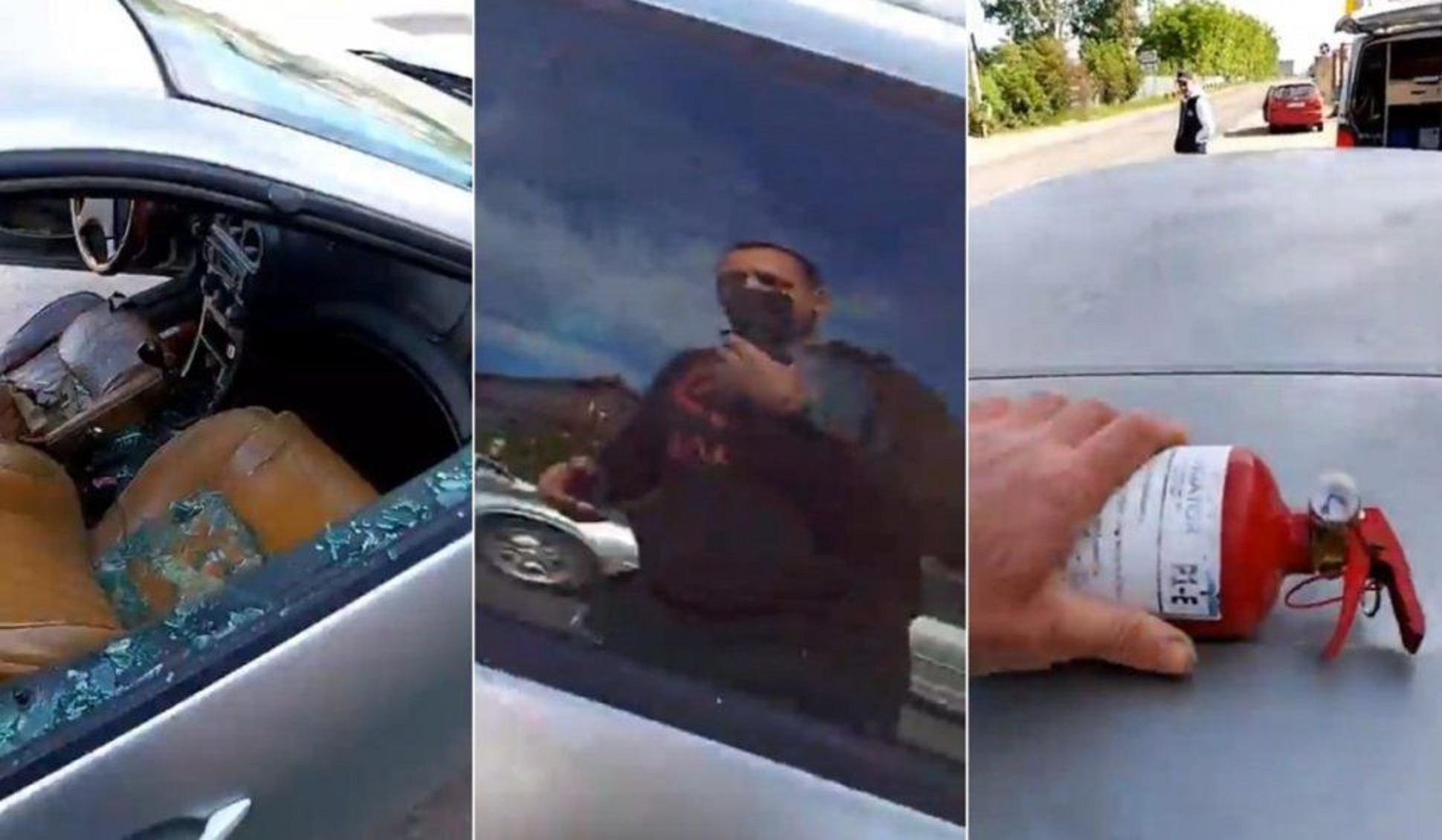 Și-a distrus mașina în fața polițiștilor într-un live. De ce a recurs șoferul la gestul necugetat? Foto: captura video si colaj Antena3
