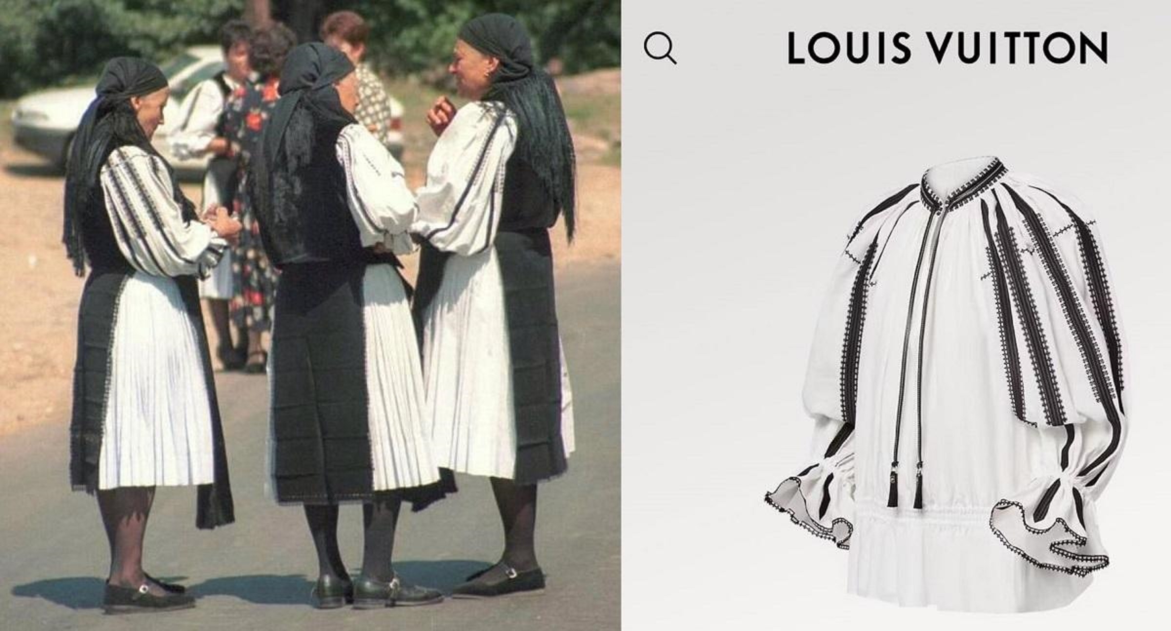 Louis Vuitton a folosit modelul cămăşii din Mărginimea Sibiului fără a cere aprobare. Ce riscă firma Foto: colaj foto Observator