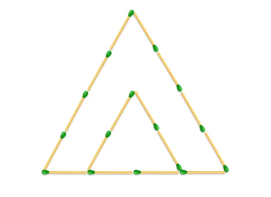 TEST DE INTELIGENȚĂ Mută două chibrituri pentru a forma trei triunghiuri. Ai doar 12 secunde - Foto: mindyourlogic.com