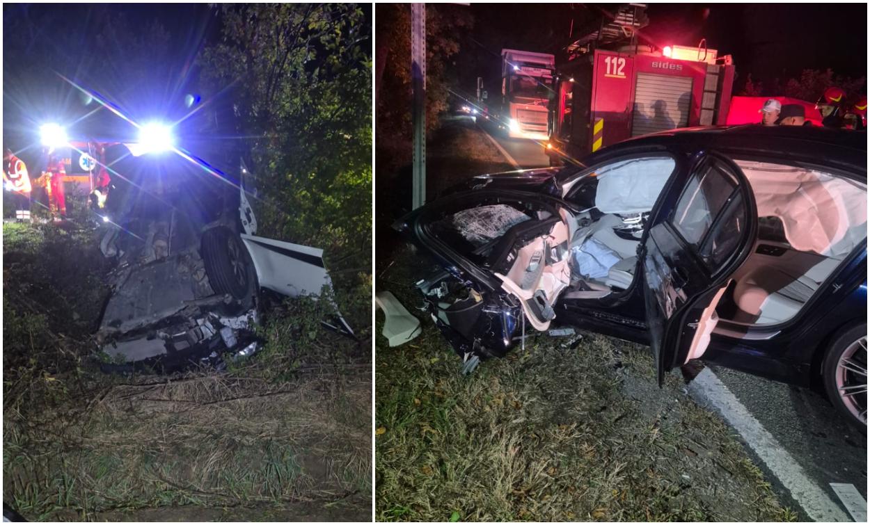 Două mașini s-au făcut praf azi noapte în Vâlcea. Șoferii au murit pe loc în urma impactului Foto: captură Observator