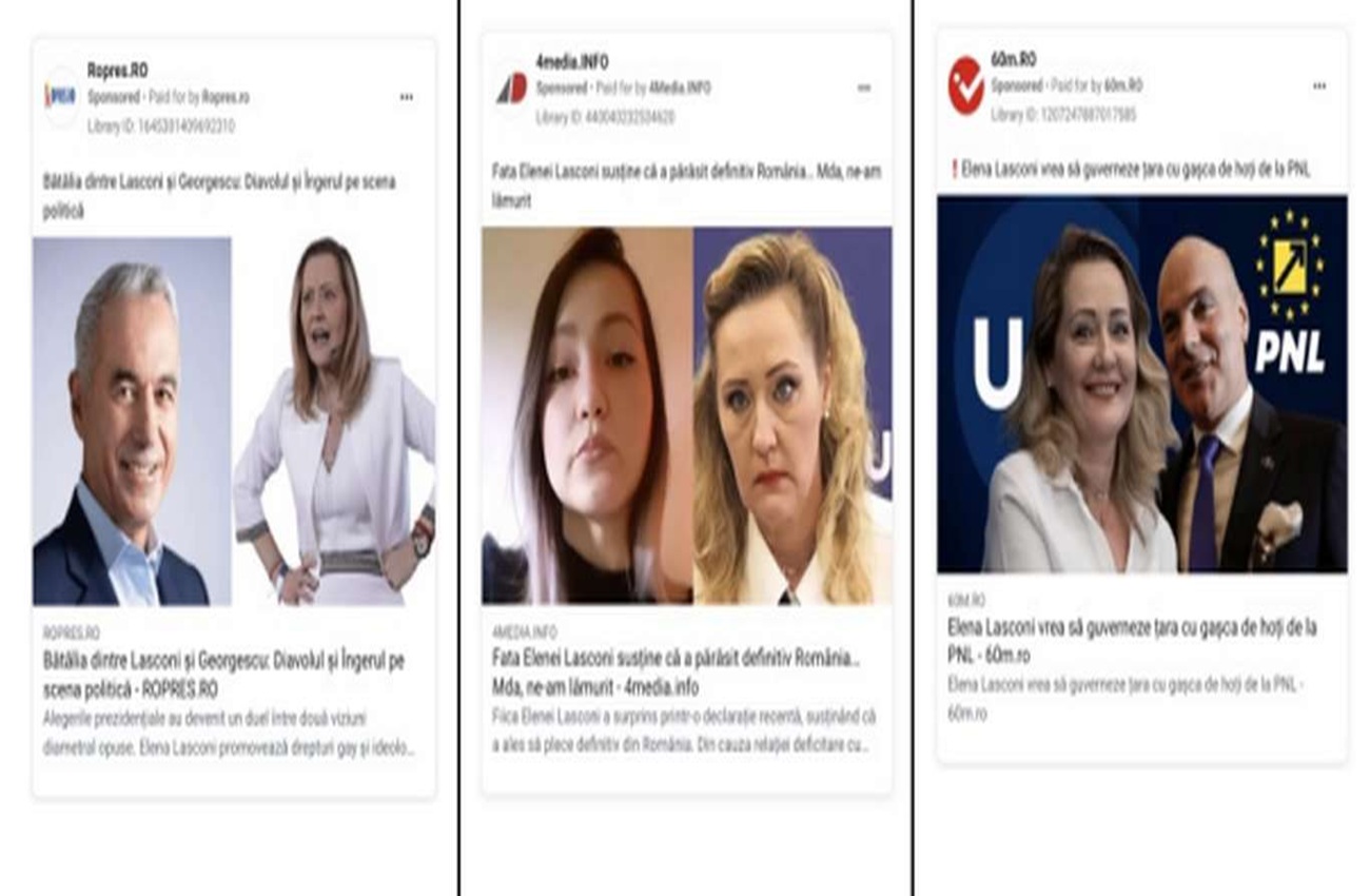 RAPORT Operațiuni „kompromat”, pro-Georgescu și AUR, și pe Facebook și Google. Ad-uri de 264.000 € - Foto: captură ecran