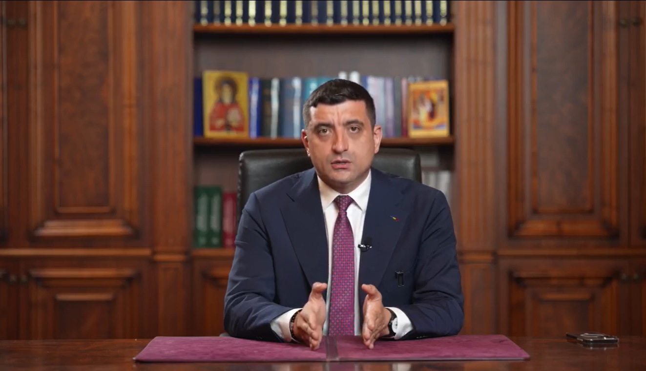 Aroganta lui Simion. A transmis din biblioteca lui Georgescu un mesaj înregistrat după exit poll - Foto: Facebook / George Simion